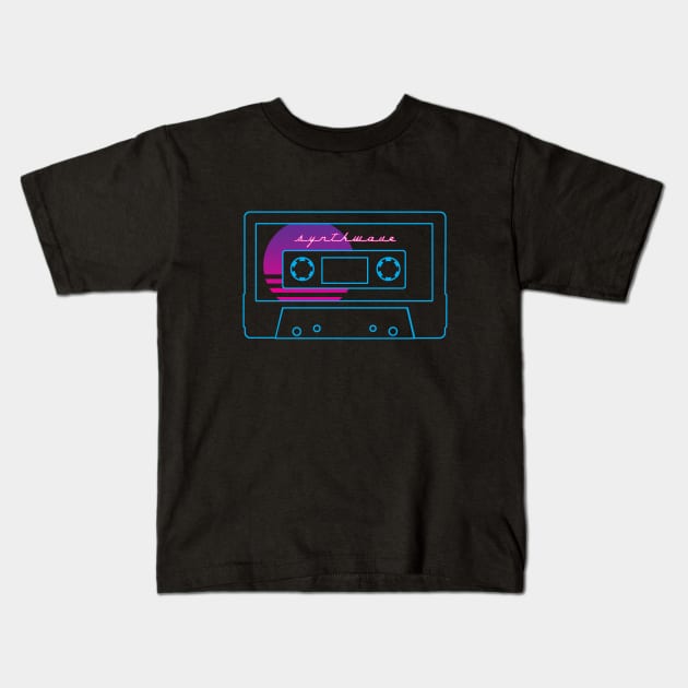 Synthwave Cassette Kids T-Shirt by GloopTrekker